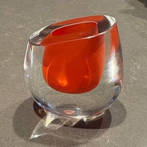 Global Views Color Drop Glass Art Vase with Vibrant Orange